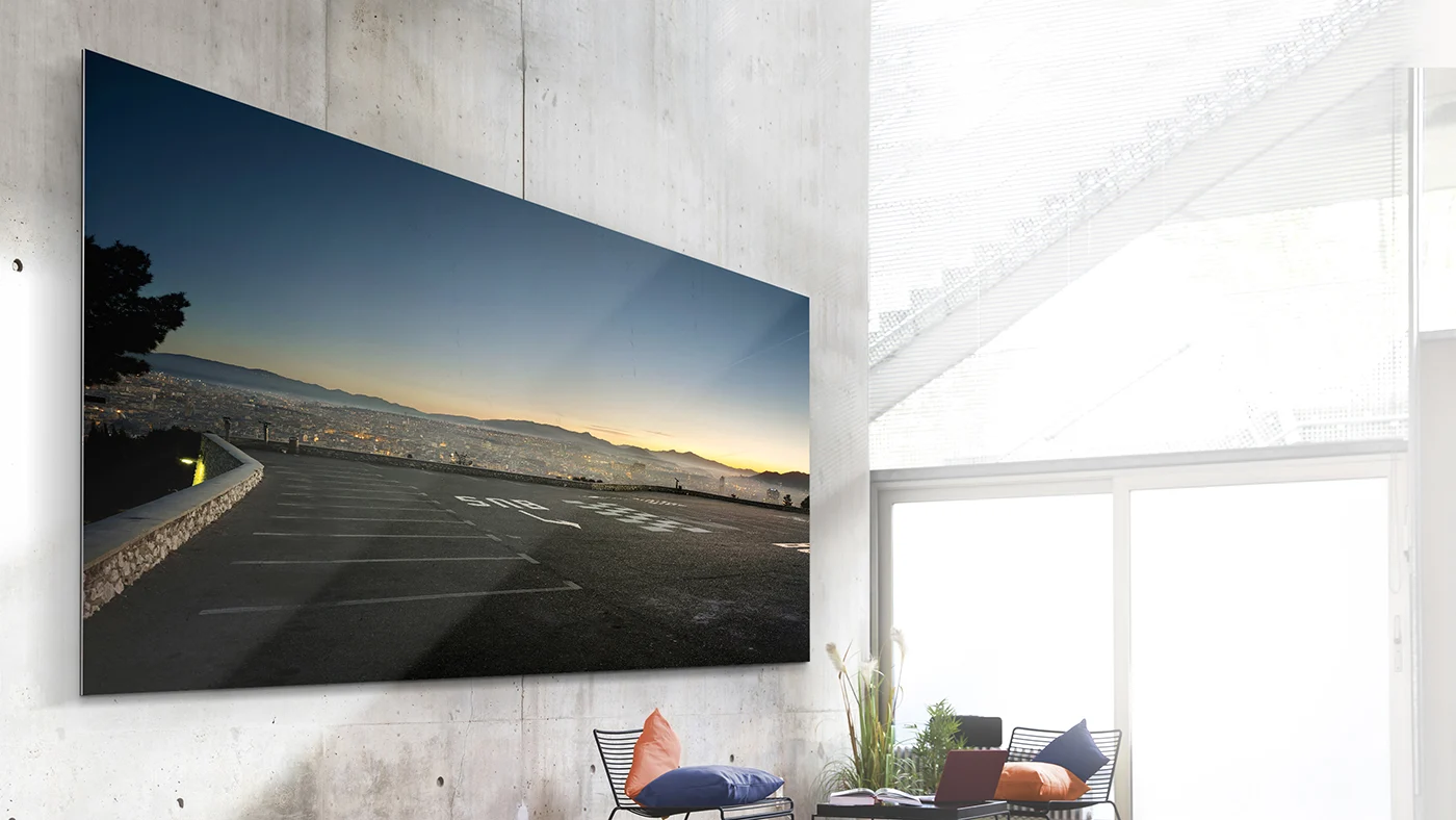 Landscape image as a WhiteWall Masterprint (Acrylic Photo Print in large format) hanging on a wall.