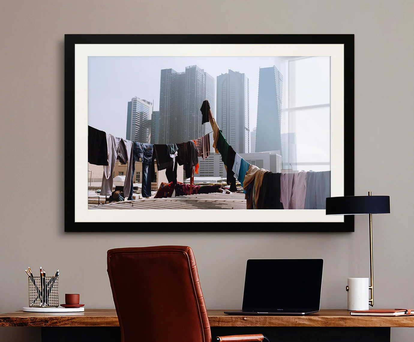 multiple fine art prints on hahnemühle paper in matted frames hanging on a wall.