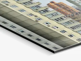 Direct Print On Aluminum Dibond Close up of the image of windows on skyscraper on direct Print On Aluminum Dibond.