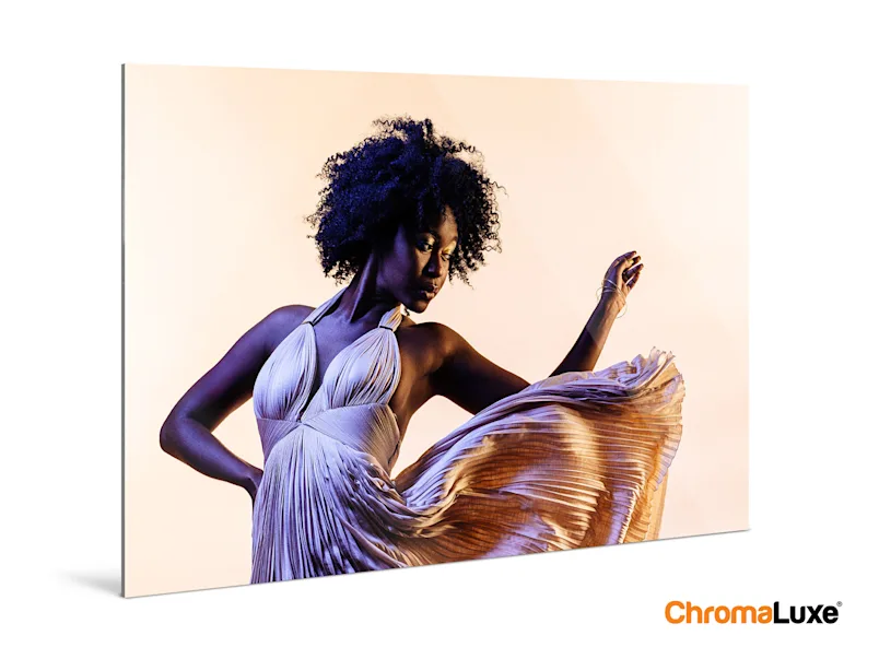 PDP | HD Metal Print | Product Selector Section | Media #1 A dancing woman on an HD Metal Print.