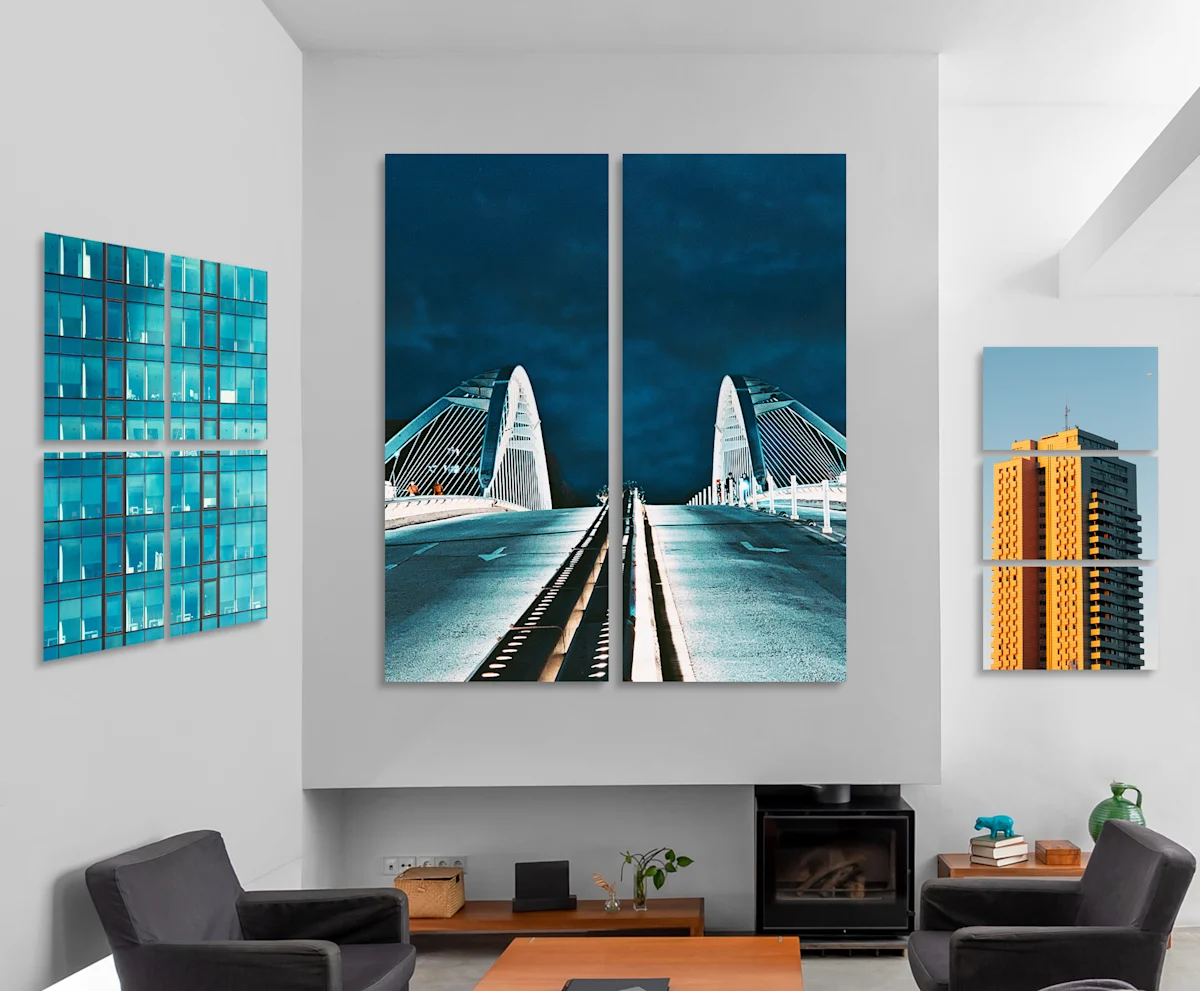 PDP | Multi Panel Wall Art | Image Slider Section > Unique | Slide #1 | Media #1 Various motifs hang on the wall as multi-panel pictures.