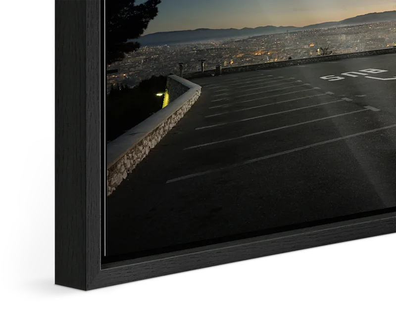 Close-up of the master print with Basel frame 15mm in black oak.