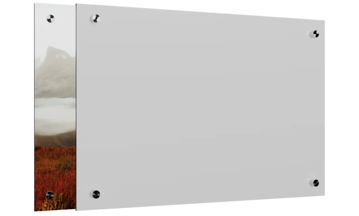 Suspension system Back of the photo print under acrylic glass with hanging system.